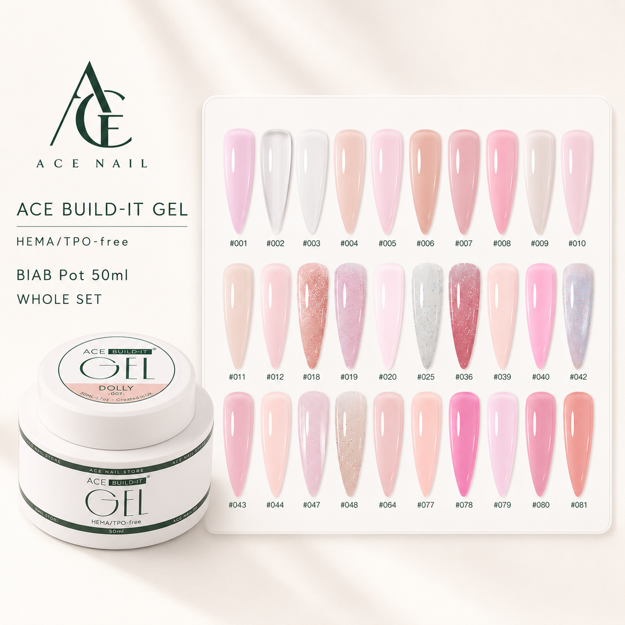 Bộ Đủ 30 Màu Gel Đắp Build It 50ml