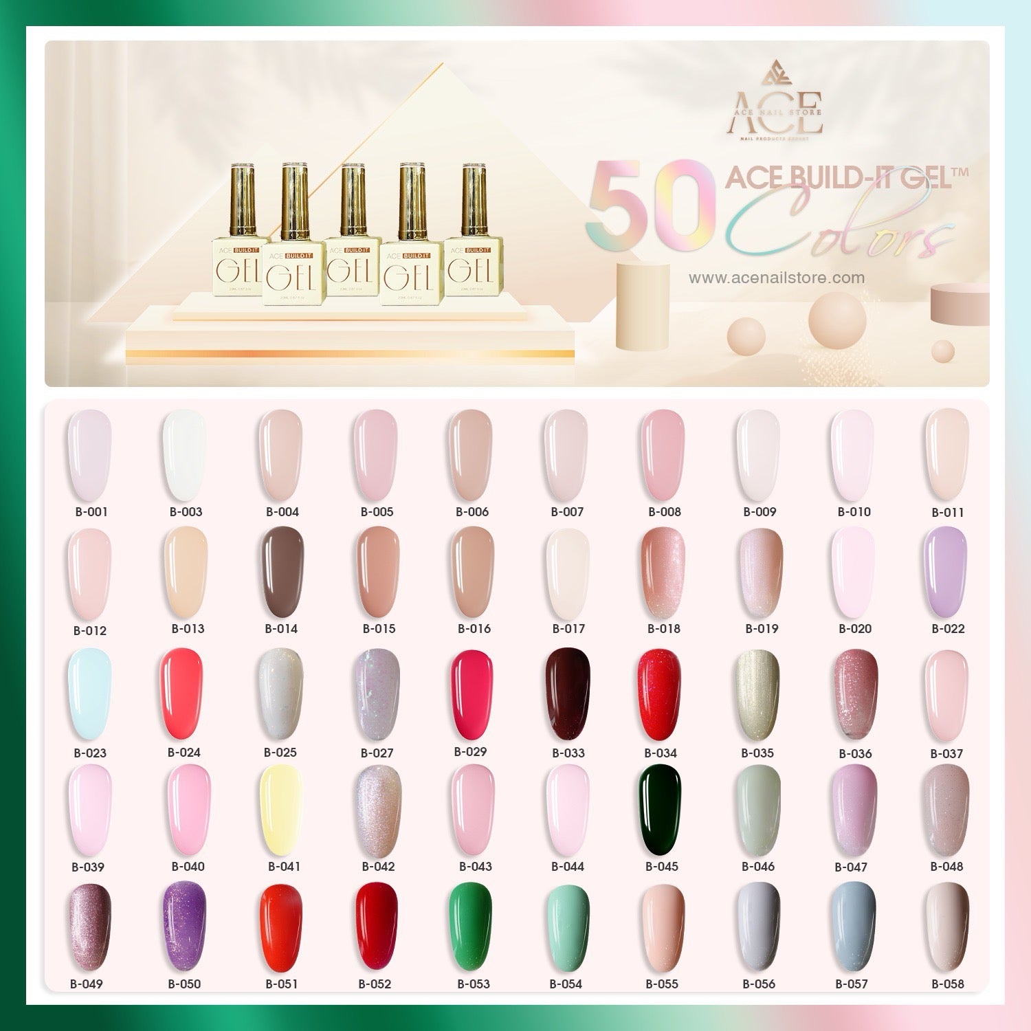 Bộ 50 Gel đắp móng ACE Build It 23ml