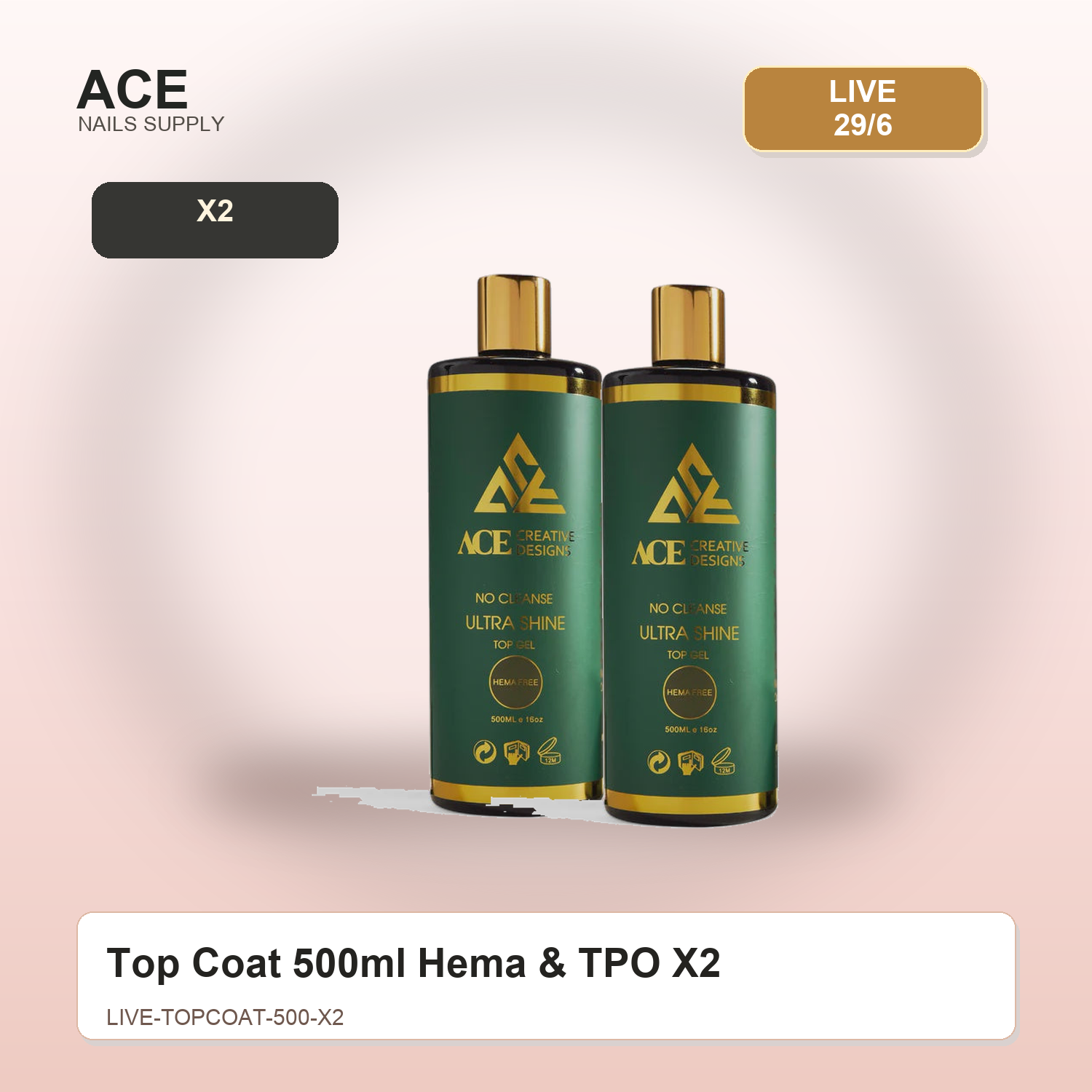 Top Coat 500ml X2